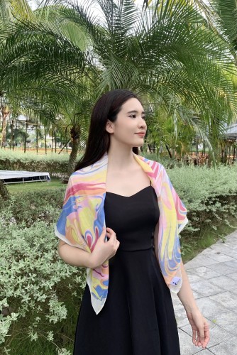 Khăn lụa tơ tằm nhuộm thủy ấn – khăn lụa vuông