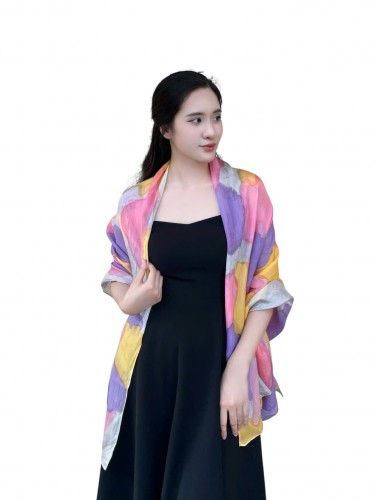 Khăn Lụa Tơ Tằm Nhuộm Thủ Công Kimcatsilk KC - ITD - 10 – Quà Tặng Văn Hoá Việt Cao Cấp