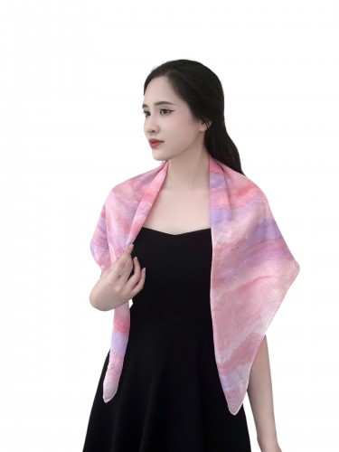 Khăn Lụa Tơ Tằm Vuông KC - ITV - 10 – Nhuộm Thủ Công Bằng Phương Pháp Ice Dye/ Tide Dye – Quà tặng Văn Hoá Việt Độc Đáo