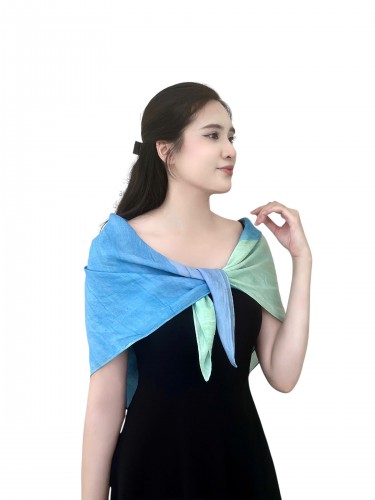 Khăn Lụa Tơ Tằm Vuông KC - ITV - 04 – Nhuộm Thủ Công Bằng Phương Pháp Ice Dye/ Tide Dye – Quà tặng Văn Hoá Việt Độc Đáo
