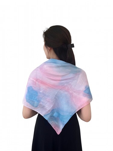Khăn Lụa Tơ Tằm Vuông KC - ITV - 06 – Nhuộm Thủ Công Bằng Phương Pháp Ice Dye/ Tide Dye – Quà tặng Văn Hoá Việt Độc Đáo
